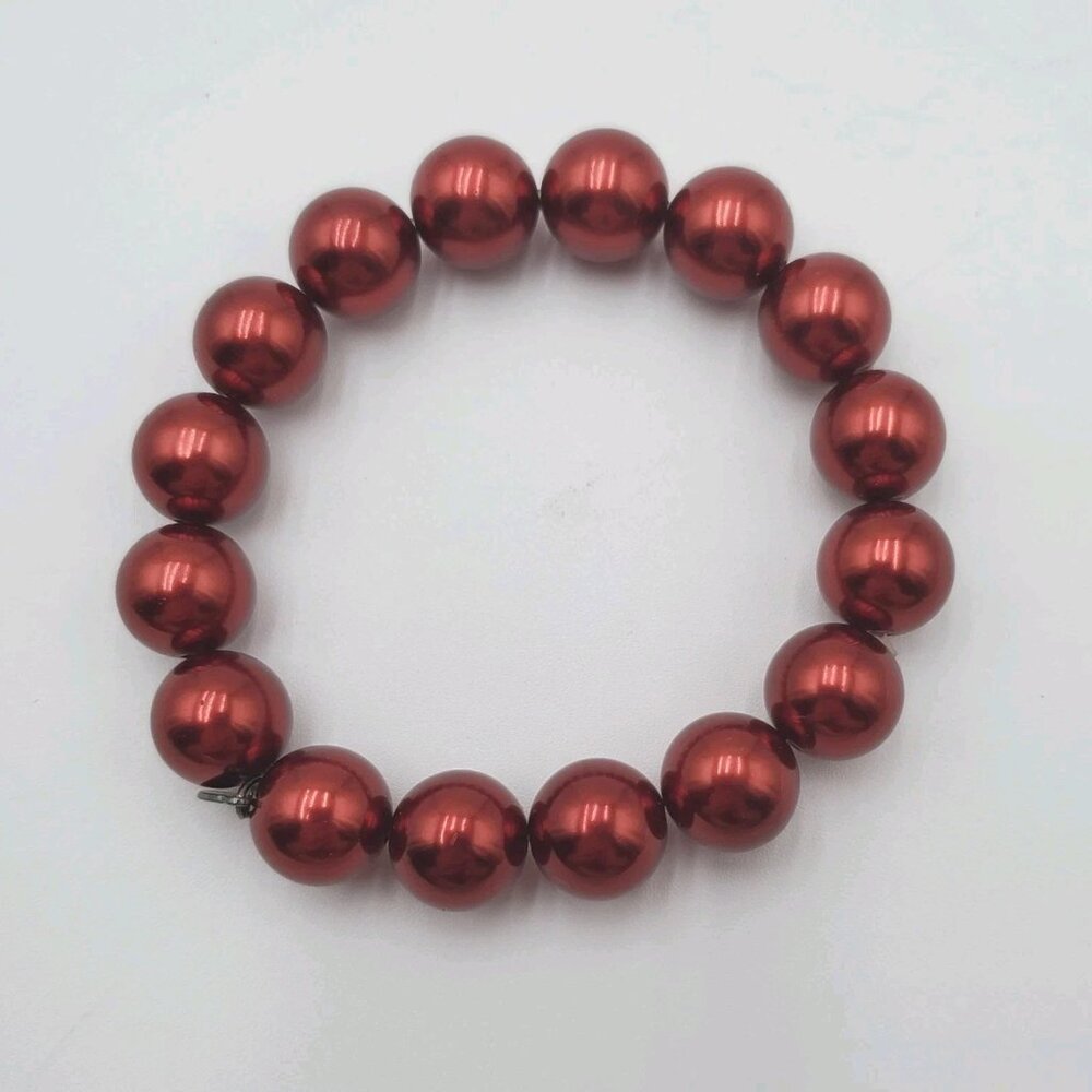 RMN Faux Pearl Ruby Tone Adjustable Bracelet
